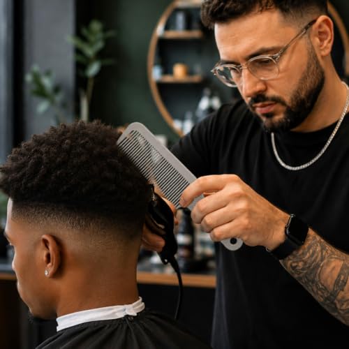 Styling Gear Gray Barber Comb for Flat Top & Fades Heat-Resistant Clipper Comb