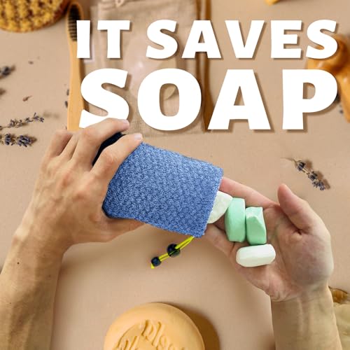 MIG4U Exfoliating Soap Saver Bag - 2 Bamboo Shower Pouches