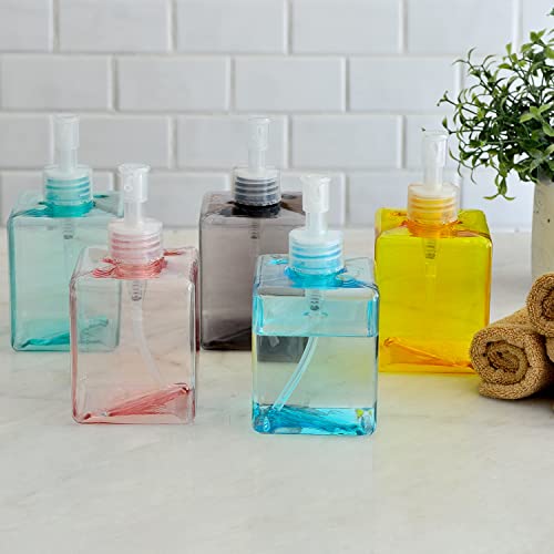 Youngever 5 Pack 12 Ounce Color Plastic Pump Bottles - Refillable