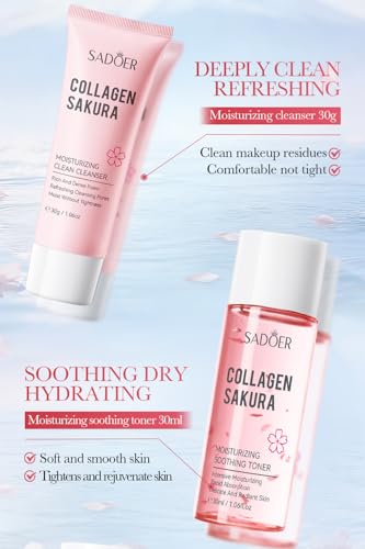 Yasovigi Travel Collagen Sakura Skincare Set - 6pcs Hydrating & Anti-Aging Kit