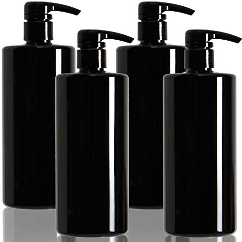 Youngever 4 Pack 24oz Reusable Pump Bottles for Shampoo & More - Leak-proof Lockable Dispensers