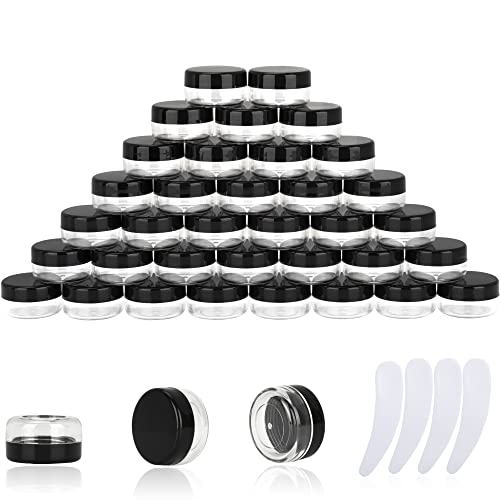 50PCS 10ml Mini Sample Containers with Lids & Spatulas - Black