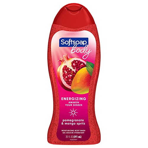 Softsoap Moisturizing Body Wash with Pomegranate & Mango, 591mL – Paraben-Free, pH-Balanced, Dermatologist-Tested