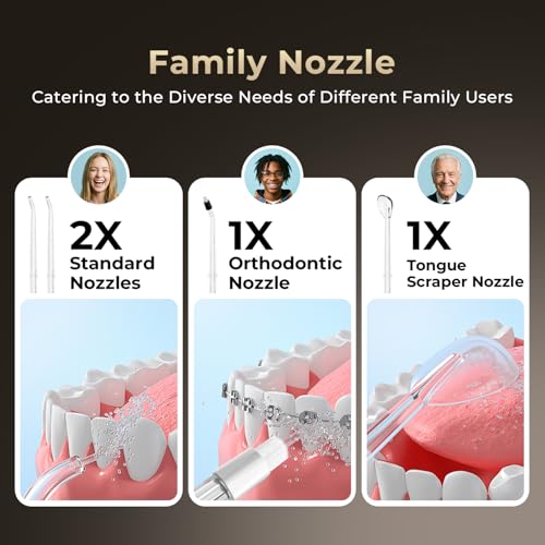 Bezvoi Water Flosser for Teeth – 5 Modes, 2000mAh Battery, 40-Day Charge, Orthodontic Nozzles, Portable Cordless