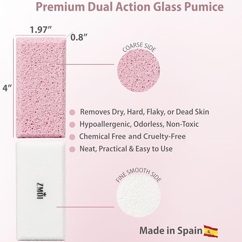 Siliglass Pumice Stone Callus Remover - Dual-Sided Exfoliator for Feet, Hands, Elbows & Knees
