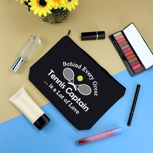 Mikela Black Tennis Captain Gift Makeup Bag - Tennis Team Travel Pouch