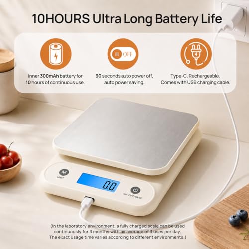 Meilen Digital Food Scale - 11lb/5kg Kitchen Scale with USB-C Charging