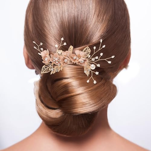 NUOBESTY Bridal Hair Clips - 4 Pcs Rhinestone Floral Combs for Weddings