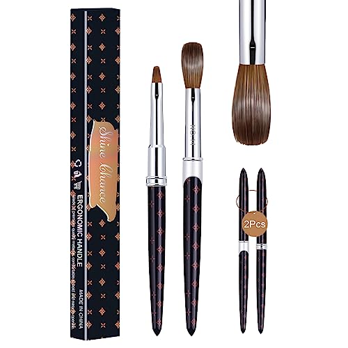 Shine Chance Black 14 Size Acrylic Nail Brush Set - Kolinsky & Cleanup Brush
