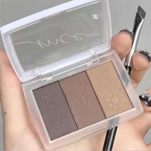 UOCK 3-Color Brow Powder Palette - Waterproof Eyebrow Kit for Natural, Defined Brows