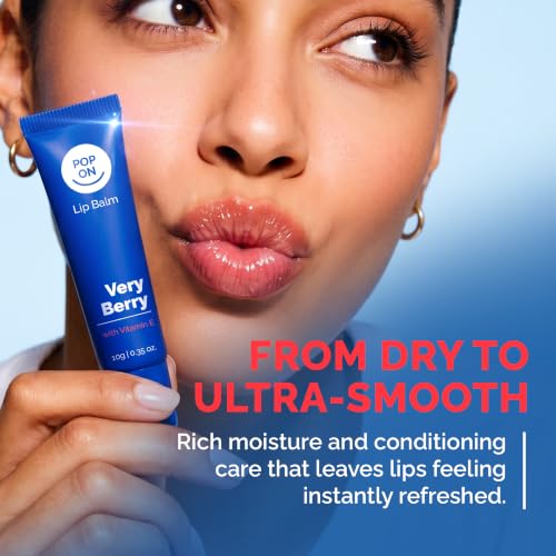 Pop On Moisturizing Lip Balm with Shea Butter & Vitamin E - Deep Hydrating, Sensitive Lips, Travel Pack