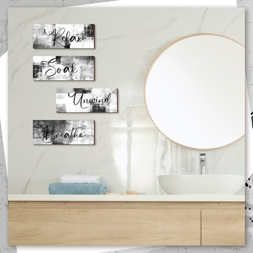 Maitys 4-Piece Black and White Bathroom Wall Art Set