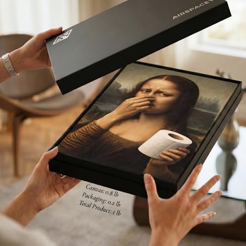 Funny Mona Lisa Bathroom Art Canvas - 12x16 Wall Decor