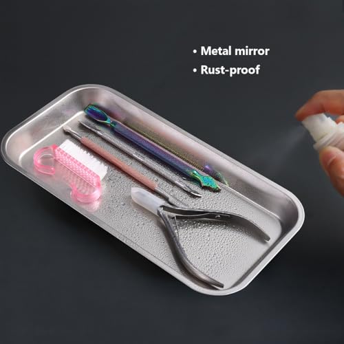 Stainless Steel Nail Art Storage Tray - 8.85x4.6 inches