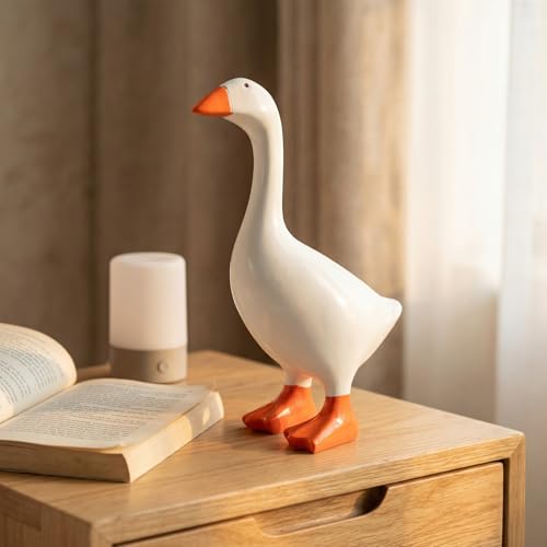 7-Inch Mini Goose Statue - Cute Resin Desk Decor & Key Holder