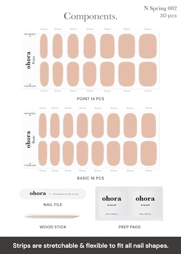 ohora Semi-Cured Gel Nail Strips - N Bare Peach Salon-Quality Nail Wraps