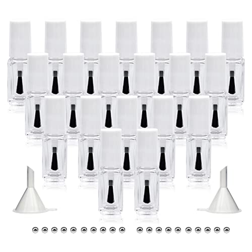 Agidea 5ML Empty Nail Polish Bottles, 20-Pack Glass Containers with Brushes