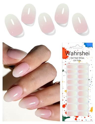 Wahrshei Pink Ombre Gel Nail Strips No UV Long Lasting Nail Wraps - 22 Sheets