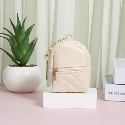 Mini Keychain Backpack for Women - PU Leather Cosmetic Bag