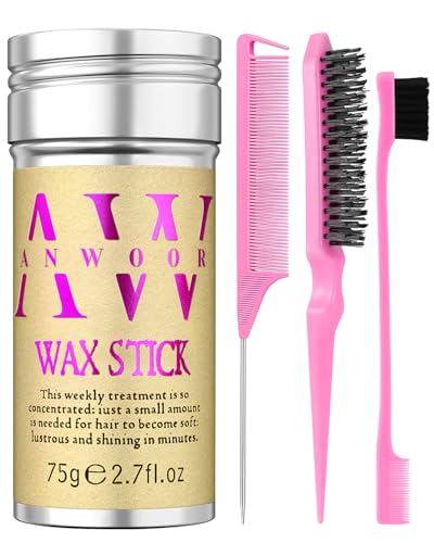 Slick Back Hair Styling Kit - 4Pcs Wax Stick & Brushes