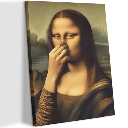 Funny Vintage Mona Lisa Bathroom Wall Art - 8x10 Canvas Print