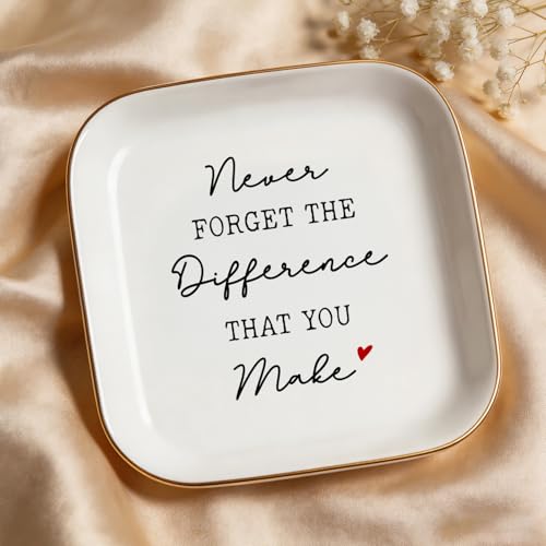 Ceramic Ring Dish with Inspirational Quote - Jewelry Tray for Gifts