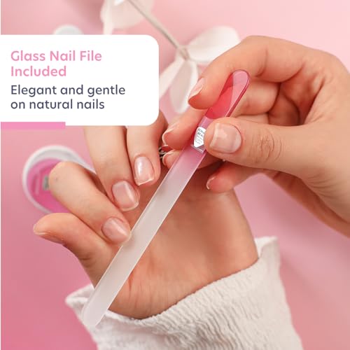 Bona Fide Beauty Ergonomic Czech Glass Nail File Set - 2pc Pink Reusable
