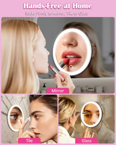 White 30X Magnifying Makeup Mirror with Light - 5 Inch Handheld