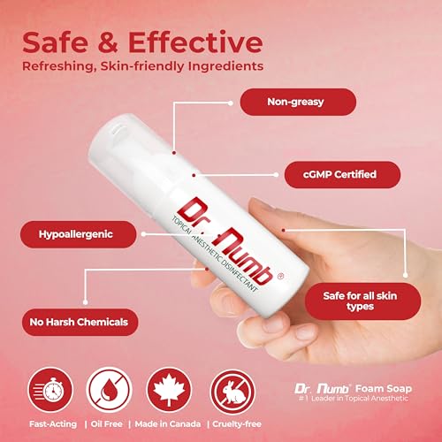 Dr. Numb 4% Lidocaine Foam Soap - Fast-Acting Pain Relief, 1.7 oz