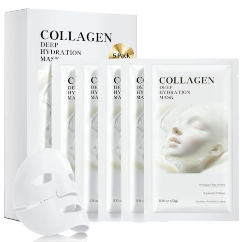 Collagen Face Masks 5 Pack - Deep Hydration & Anti-Aging Care