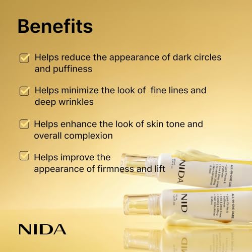 NIDA Revive Eye Cream For Face And Neck | Probiotics Lystate Solution, Retinal, Peptide Complex, Bakuchiol | Wrinkles, Fine Lines, Cell Turnover, Firm Skin Texture, Radiant Skin | 1.35 fl. oz., 40ml