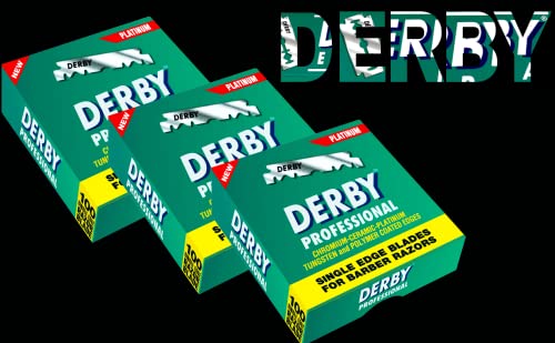 Derby Professional Single Edge Razor Blades (300 Pack) with Straight Razor