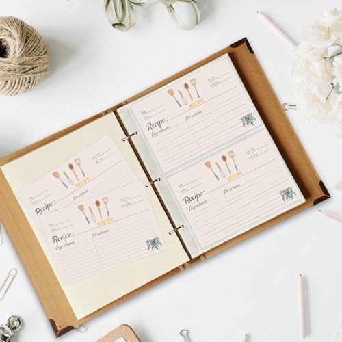Recipe Card Protectors - 50 Pack 4x6 Sleeves for Binders