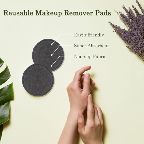 Minasuki 24-Pack Bamboo Charcoal Reusable Cotton Rounds with Wash Bag