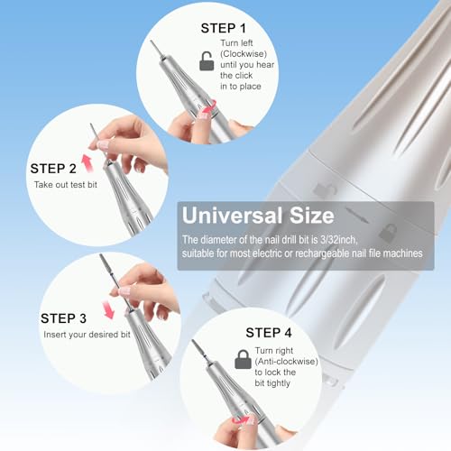 HungGato Style5 Cone Shape Cuticle Drill Bit 3/32'' Medium Grit for Nail Care