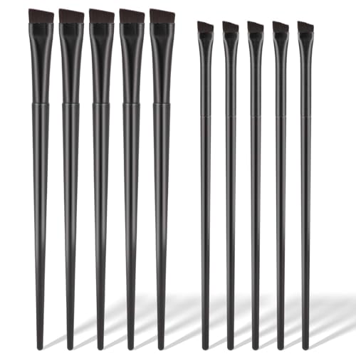 10 Pcs Angled Eyebrow and Eyeliner Brush Set for Makeup