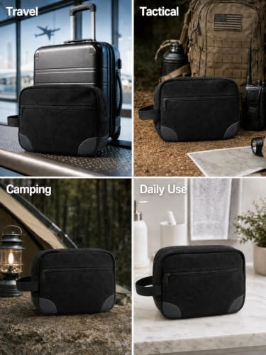 HJOKLS Men's Travel Toiletry Bag - Hanging Dopp Kit in Black