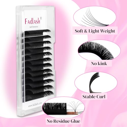 FADLASH Easy Fan Eyelash Extensions D Curl 15-20mm Mixed Tray