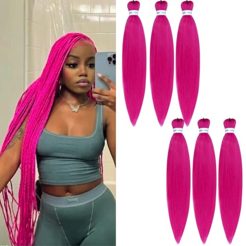 Leticia Magenta Pink Pre-Stretched Braiding Hair 26 Inch | 6 Bundles