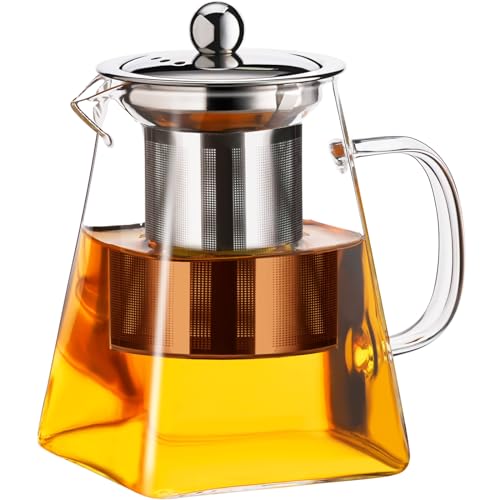 PARACITY Clear Glass Teapot with Infuser - 18.6oz Stovetop Safe