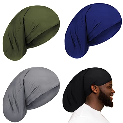 Tatuo Unisex Dreadlock Sleep Cap - Long Hair Bonnet & Head Wrap, 4 Pack