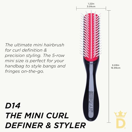 Denman D14 Mini Styling Brush - 5-Row Brush for Curly & Short Hair