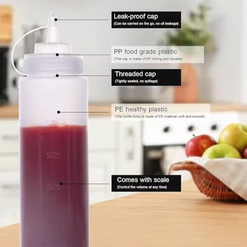 24 oz Plastic Squeeze Condiment Bottles - 3 Pack with Caps