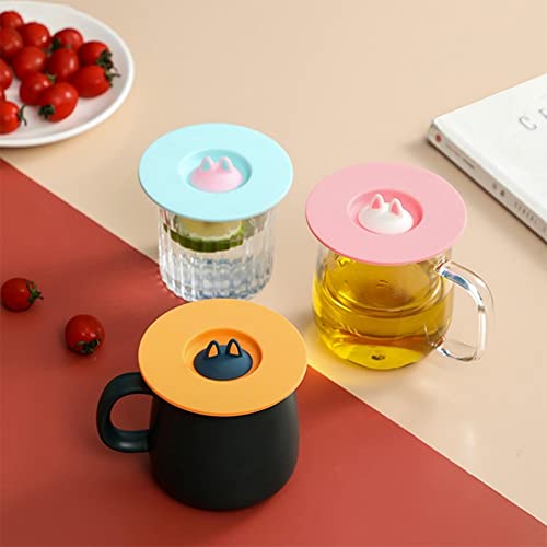 6 Pcs Cat Ear Silicone Cup Lids | Reusable & Leak-Resistant Covers