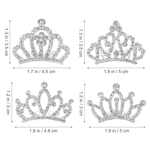 Minkissy 4pcs Kids Crown Hair Clips & Tiaras - Rhinestone Little Girl Hair Accessories