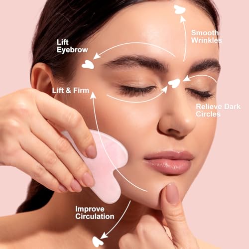 Jade Gua Sha Facial Tool for Skincare and Muscle Relief - Pink