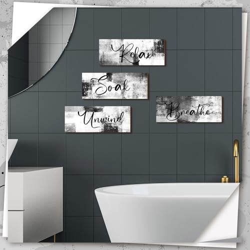 Maitys 4-Piece Black and White Bathroom Wall Art Set
