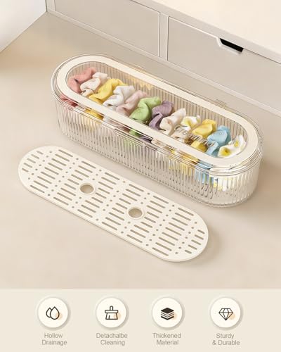 Sylmifoi Clear Acrylic Makeup Brush Holder with Lid - Dustproof Organizer