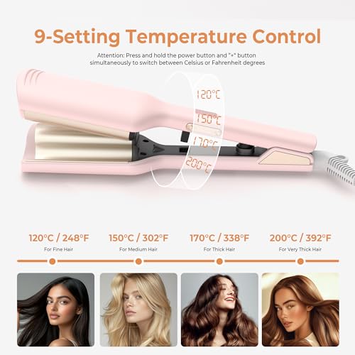 OKWRAP 1.25 Inch Waver Curling Iron - Ionic Ceramic Hair Crimper