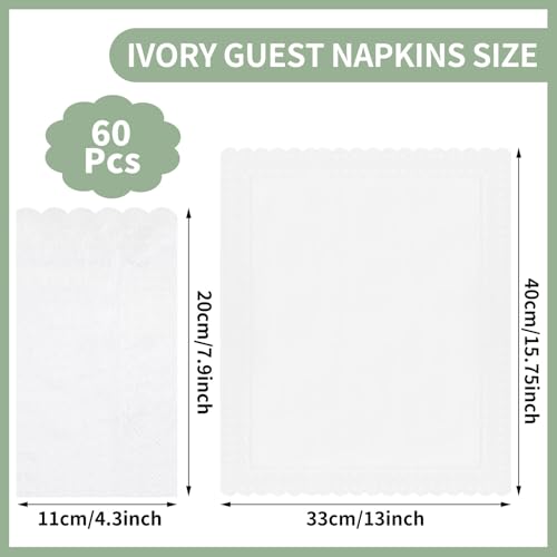 NatNarr 60 Pcs White Scalloped Disposable Napkins for Parties